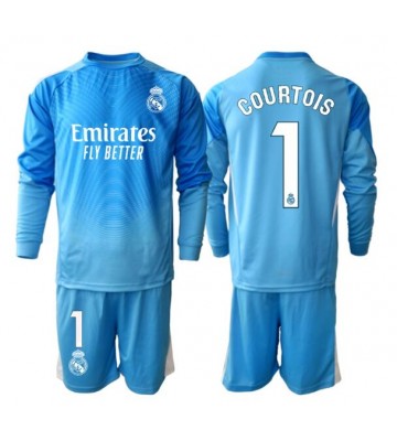 Real Madrid Thibaut Courtois #1 Portero Primera Equipación Niños 2025-26 Manga Larga (+ Pantalones cortos)